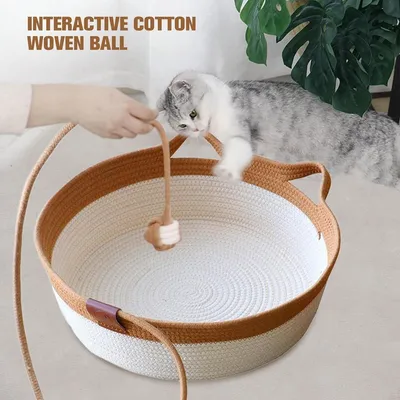 ZENITHMIND Lit pour chat intérieur en coton tissé à la main 40x40x14cm