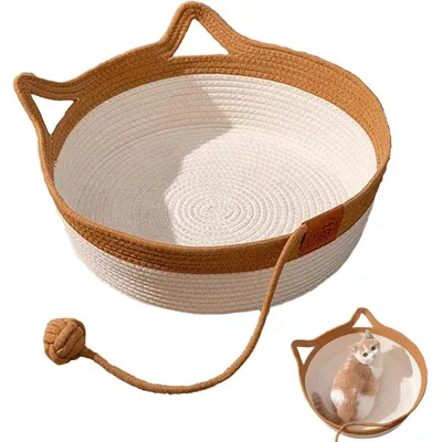 ZENITHMIND Lit pour chat intérieur en coton tissé à la main 40x40x14cm