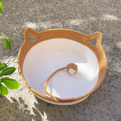 ZENITHMIND Lit pour chat intérieur en coton tissé à la main 40x40x14cm