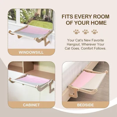 ZENITHMIND Lit Hamac pour Chat,Cadre en Bois