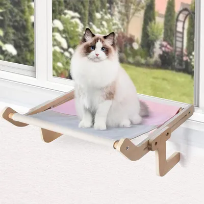 ZENITHMIND Lit Hamac pour Chat,Cadre en Bois