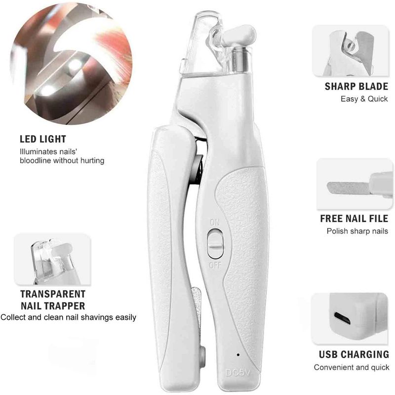 Tondeuse Griffes Pro LED pour Chats/Chiens - Piège Ongles + Lime