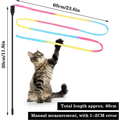 LovuPet Baguette ruban arc-en-ciel 3pcs pour chatons, jeu interactif chat
