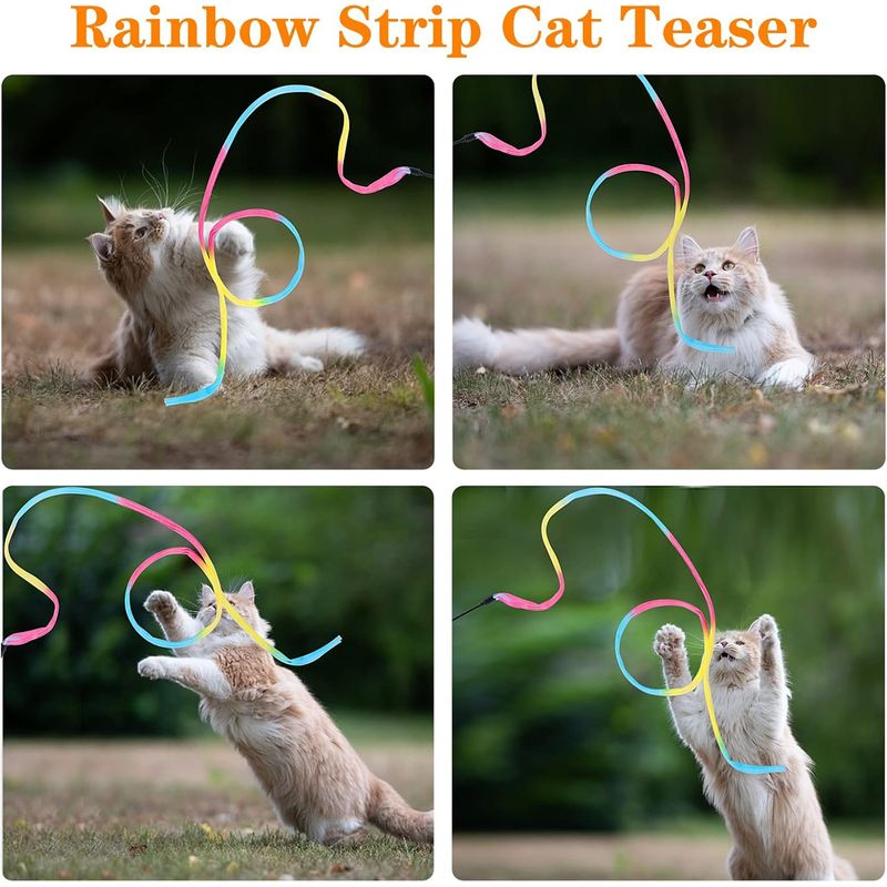 LovuPet Baguette ruban arc-en-ciel 3pcs pour chatons, jeu interactif chat