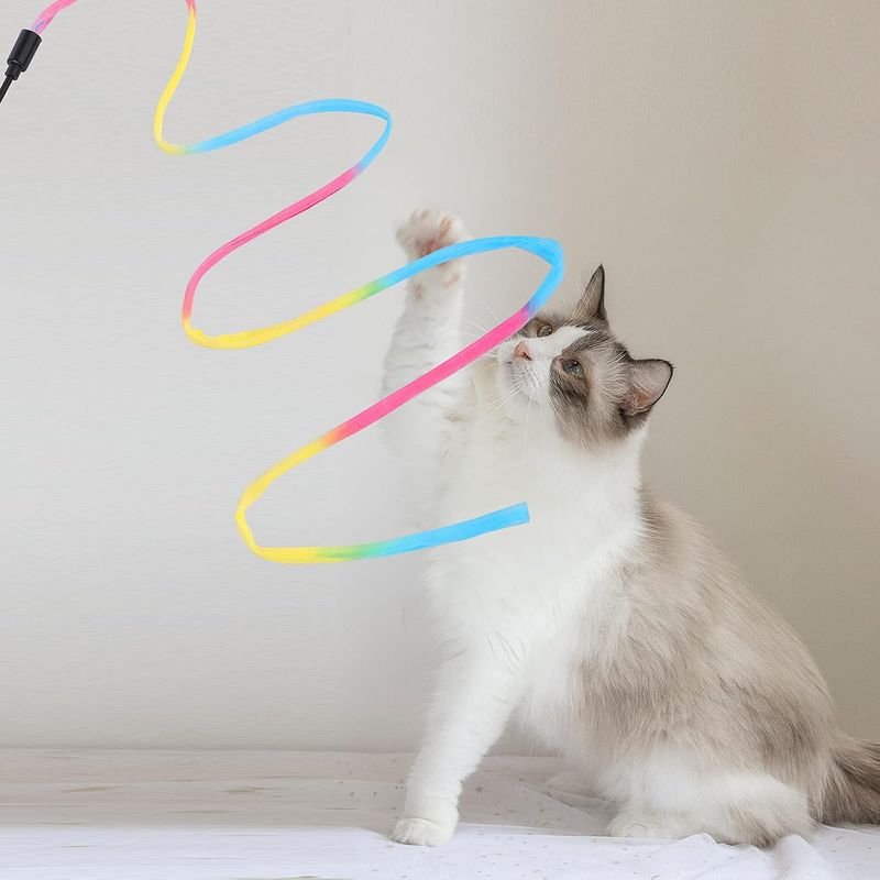 LovuPet Baguette ruban arc-en-ciel 3pcs pour chatons, jeu interactif chat
