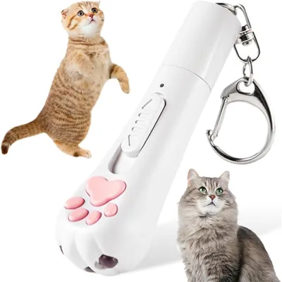 LovuPet Jouet interactif 3 en 1 pour chats et chiens avec mousqueton blanc LovuPet Jouet interactif 3 en 1 pour chats et chiens avec mousqueton blanc