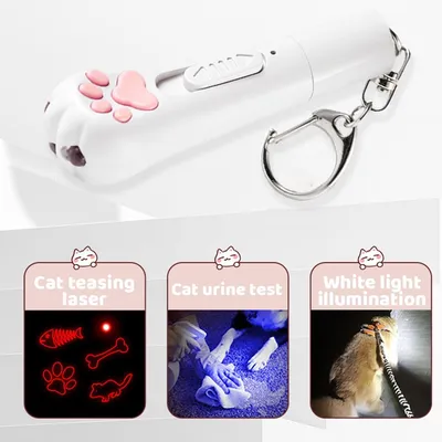 LovuPet Jouet interactif 3 en 1 pour chats et chiens avec mousqueton blanc