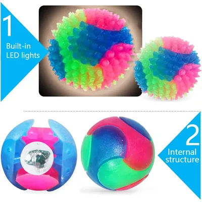 Balle de Chien LED Lumineuse Rebondissante Interactive avec Clignotant