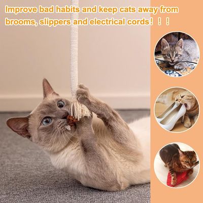 LovuPet 3 Pièces 70cm Corde à Mâcher pour Chat, Bâtonnets Herbe à Chat