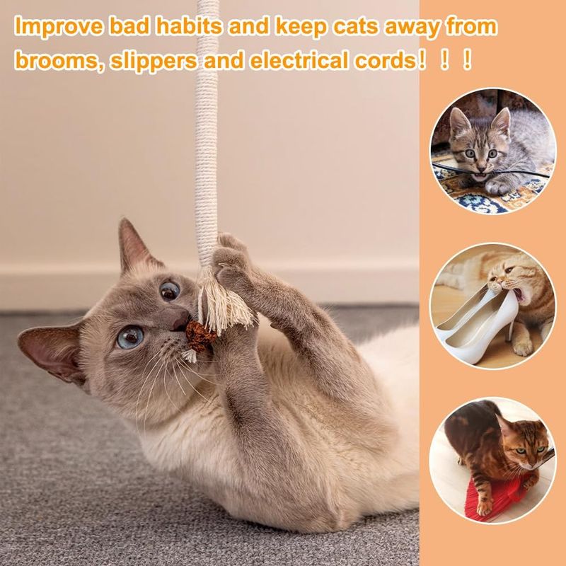 LovuPet 3 Pièces 70cm Corde à Mâcher pour Chat, Bâtonnets Herbe à Chat