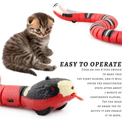 LovuPet Serpent Jouet Intelligent USB pour Chat - à Détection Intelligente