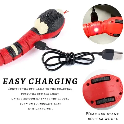 LovuPet Serpent Jouet Intelligent USB pour Chat - à Détection Intelligente