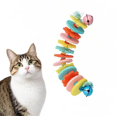 Jouet à mâcher pour chat en feutre avec clochette colorée 20cm