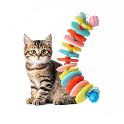 Jouet à mâcher pour chat en feutre avec clochette colorée 20cm