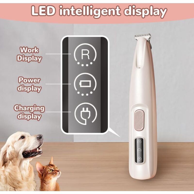 Tondeuse Chien/Chat Silencieuse - Étanche Rechargeable, LED pour Pattes