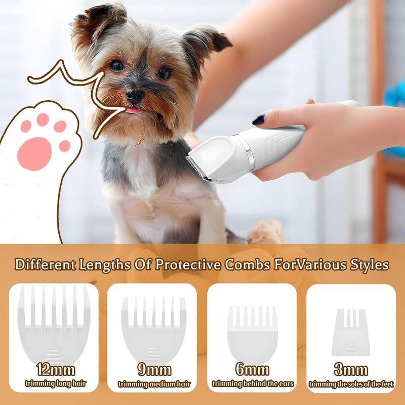 4 en 1 Tondeuse Chien,Sans Fil Silencieuse Fondeuse Toilettage pour Animaux