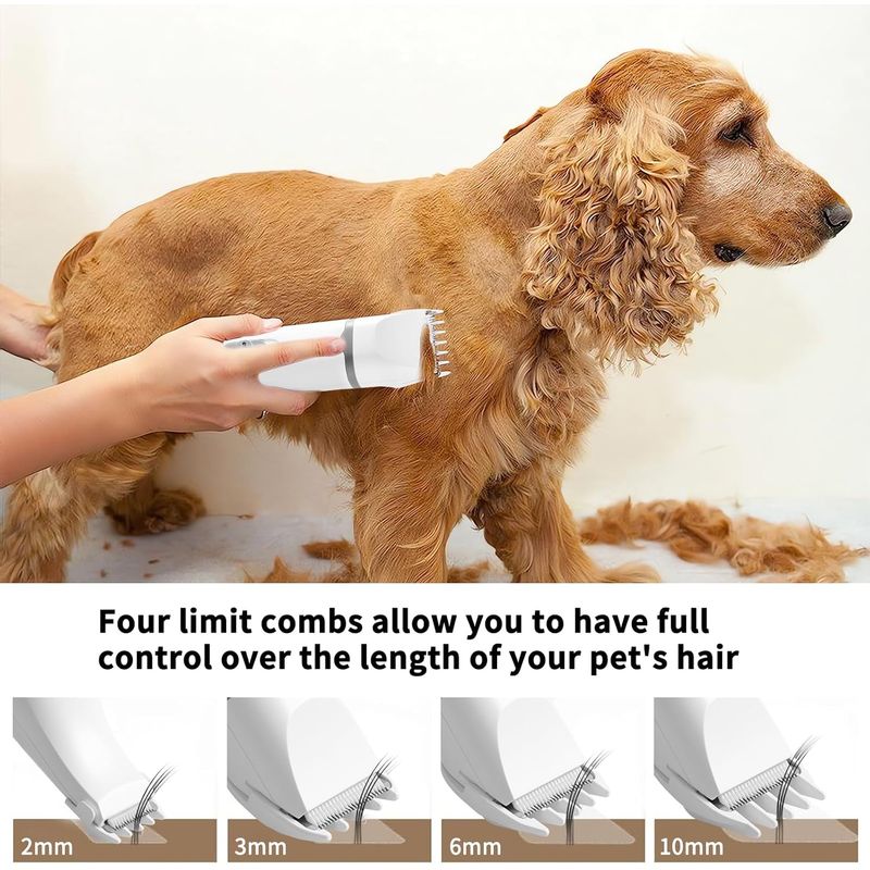 Tondeuse 4 en 1 Chien/Chat USB - Silencieuse, 4 Têtes Multifonctions (Gris)