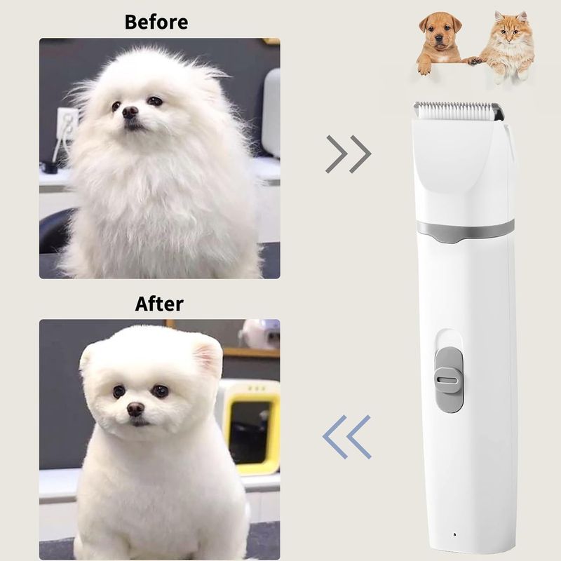 Tondeuse 4 en 1 Chien/Chat USB - Silencieuse, 4 Têtes Multifonctions (Gris)