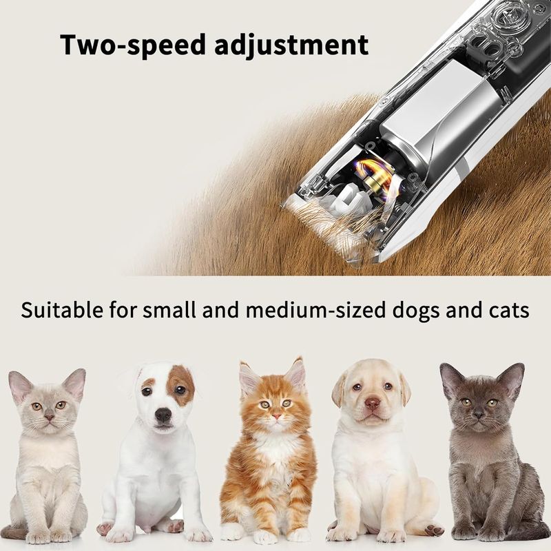 Tondeuse 4 en 1 Chien/Chat USB - Silencieuse, 4 Têtes Multifonctions (Gris)