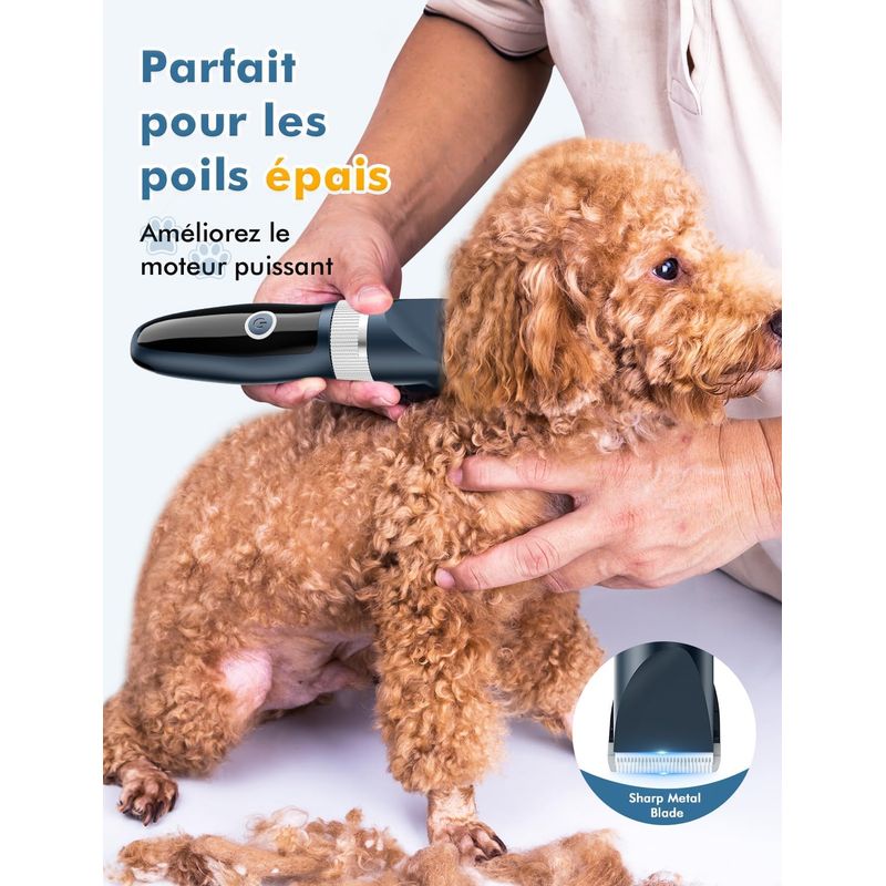 Tondeuse Pro Chien/Chat Silencieuse - Poils Longs, IPX7 Étanche