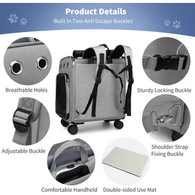 ZENITHMIND Dos de Transport pour Chat avec Roues