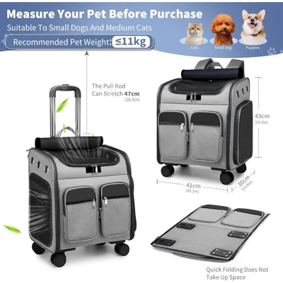 ZENITHMIND Dos de Transport pour Chat avec Roues