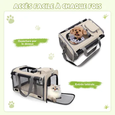 ZENITHMIND Transport pour Chat et Petit Chien (Beige Avoine)