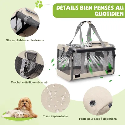 ZENITHMIND Transport pour Chat et Petit Chien (Beige Avoine)