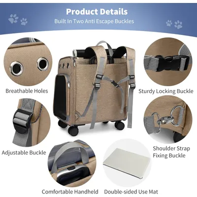 ZENITHMIND Dos de Transport pour Chat avec Roues