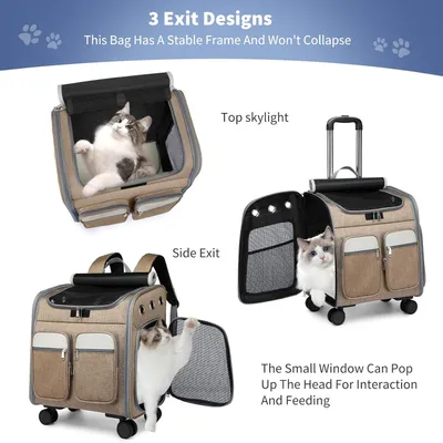 ZENITHMIND Dos de Transport pour Chat avec Roues