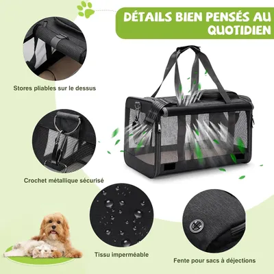 ZENITHMIND Transport pour Chat et Petit Chien(Noir Classique) ZENITHMIND Transport pour Chat et Petit Chien(Noir Classique)