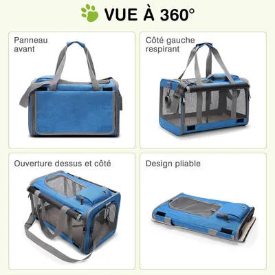 ZENITHMIND Transport Pliable pour Chat et Petit Chien Bleu Ciel