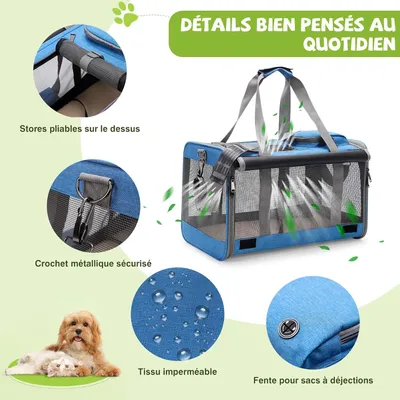ZENITHMIND Transport Pliable pour Chat et Petit Chien Bleu Ciel