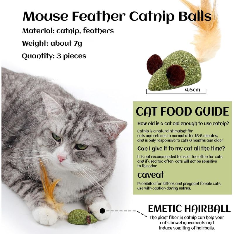 LovuPet 3 Pièces Boule Herbe a Chat, Jouet Chat Comestibles pour Chat