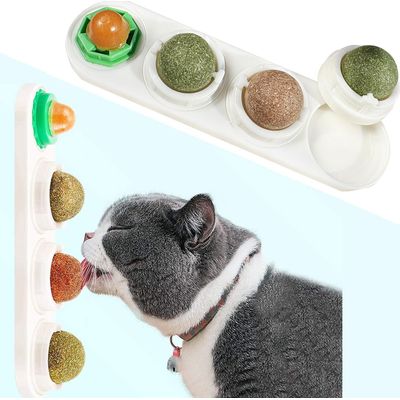 LovuPet Boules à Herbe à Chat pour Chats,Jouet Herbe a Chat Boules à Lécher