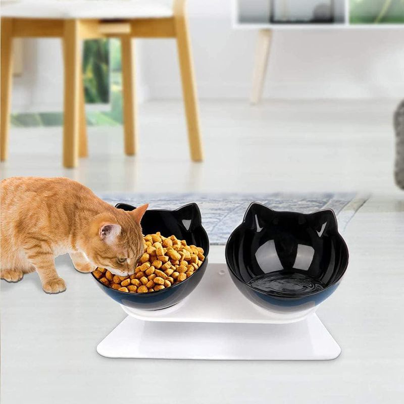 ZENITHMIND Inclinable Support Gamelle Chat,Antidérapant Bols pour Chat