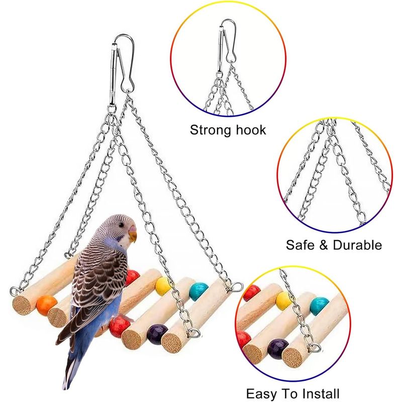 LovuPet Lot de 8 jouets à mâcher pour oiseaux, en bois naturel