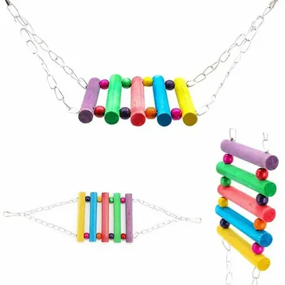 Lot de 7 Jouets à Mâcher en Bois Naturel pour Perroquet