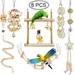 LovuPet Lot de 8 jouets à mâcher pour oiseaux, en bois naturel