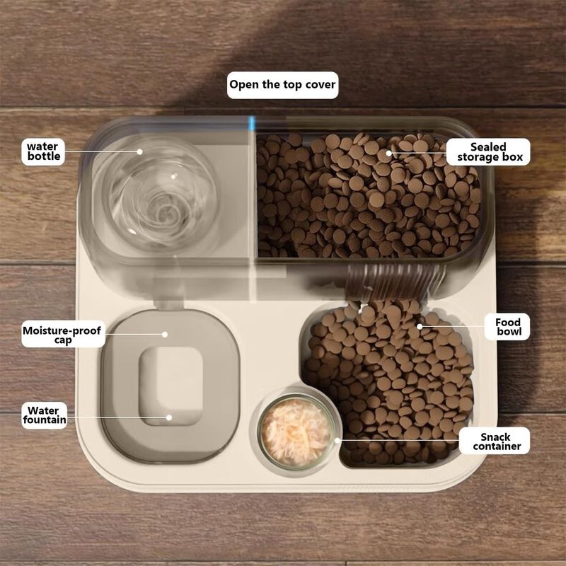 LovuPet Distributeur Croquettes Chat,2 en 1 mangeoire avec Fontaine à Eau