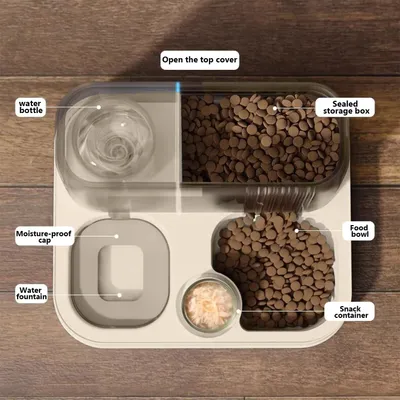 LovuPet Distributeur Croquettes Chat,2 en 1 mangeoire avec Fontaine à Eau
