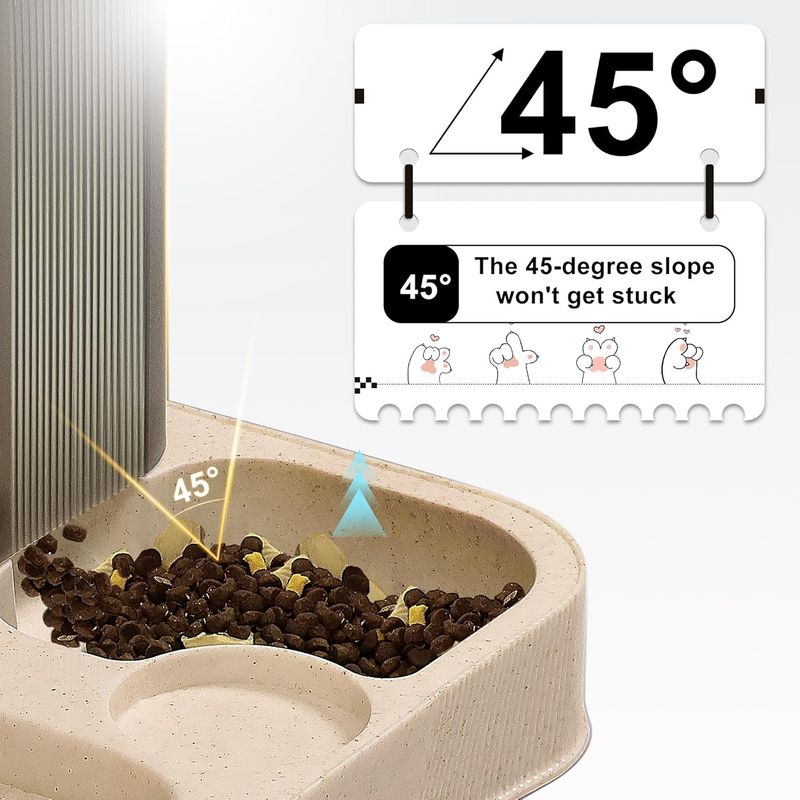 LovuPet Distributeur Croquettes Chat,2 en 1 mangeoire avec Fontaine à Eau