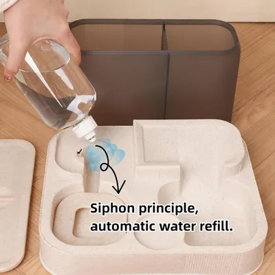 LovuPet Distributeur Croquettes Chat,2 en 1 mangeoire avec Fontaine à Eau