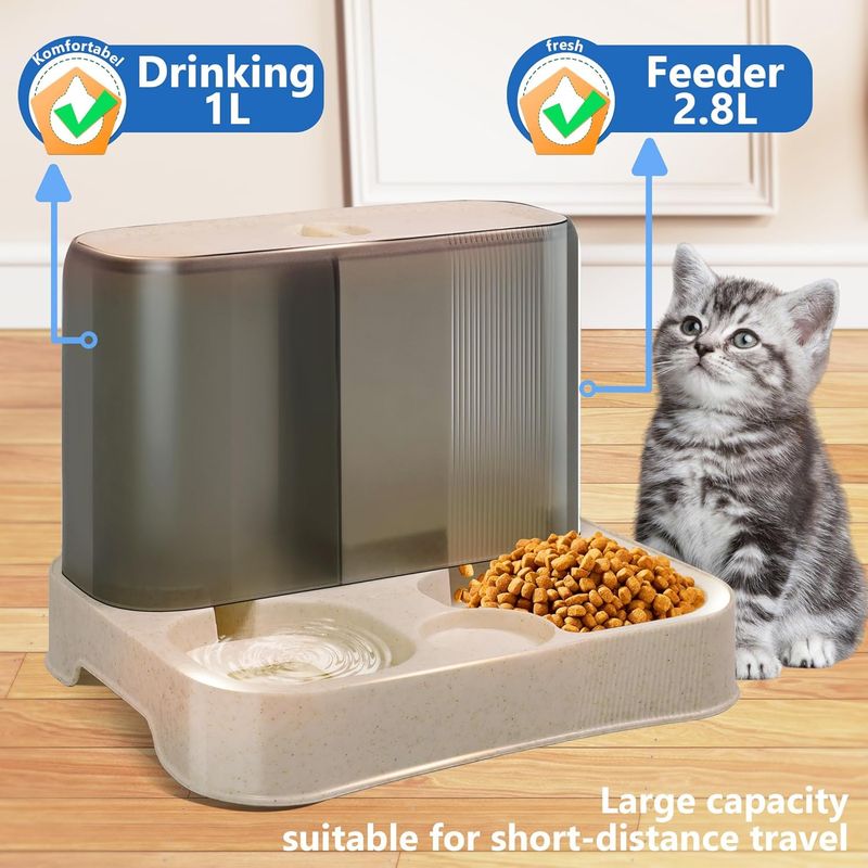 LovuPet Distributeur Croquettes Chat,2 en 1 mangeoire avec Fontaine à Eau