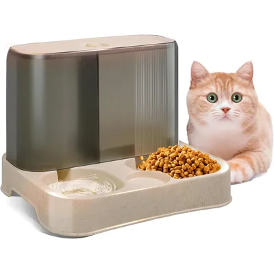 LovuPet Distributeur Croquettes Chat,2 en 1 mangeoire avec Fontaine à Eau
