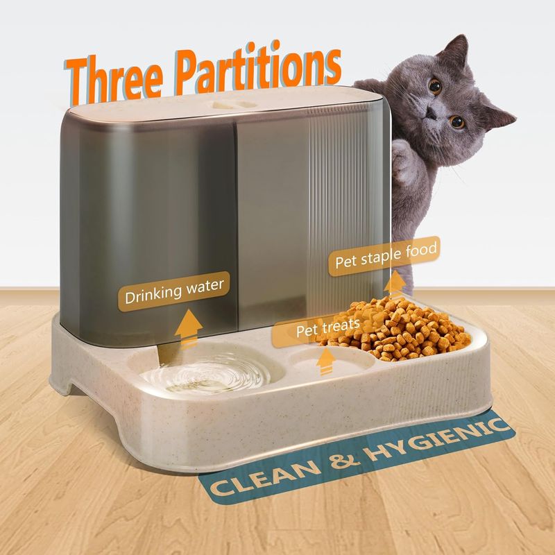 LovuPet Distributeur Croquettes Chat,2 en 1 mangeoire avec Fontaine à Eau