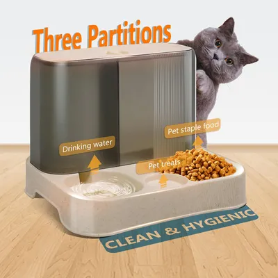 LovuPet Distributeur Croquettes Chat,2 en 1 mangeoire avec Fontaine à Eau