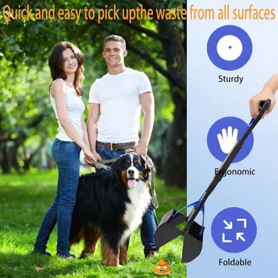 LovuPet Ramasse-crottes portable pour chiens et chats de manche pliable