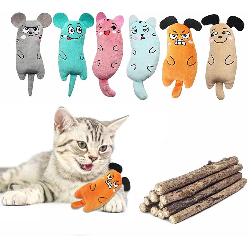 LovuPet 6 Pièces Jouets pour Chats Intérieur+ 10 bâtons molaires