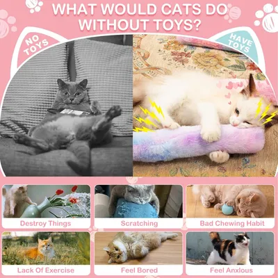 LovuPet 3 Pcs Jouet Chat en Peluche à Chat Peluches d'herbe à Chat Séchée